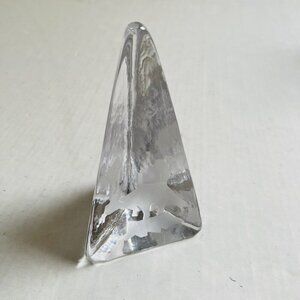 Paperweight Glass Pyramid Bear On The Lake Etched On Three Sides Home Decor